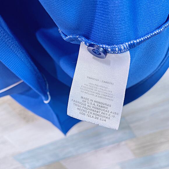 Nike Dri Fit Tech Golf Polo Shirt Blue White Piping Short Sleeve Mens Medium - Picture 7 of 7